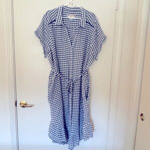 Maeve (Anthropologie) Navy and White Gingham Dress